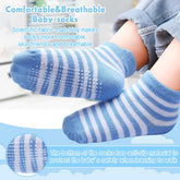12 Pack Non Slip Kids Toddler Baby Socks with Grips 1-7 Years Boys Girls Cotton Ankle Socks Multi Colors